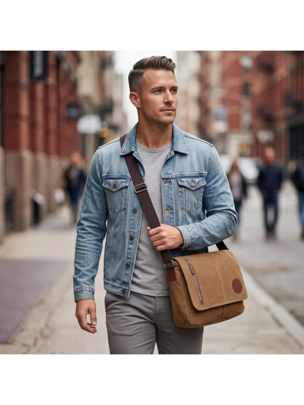 Vintage Canvas Messenger Bag, 13.5